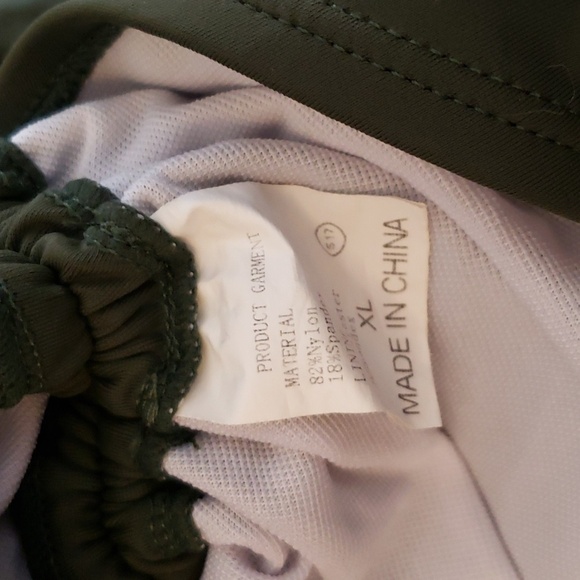 Viottiset One Shoulder Ruched Tummy Control High Cut Army Green Swim Suit SZ XL - Picture 11 of 11